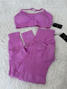 NWT SET -RARE Lazuli Label bra & leggings in🌷Ultra Pink, mixed sizing